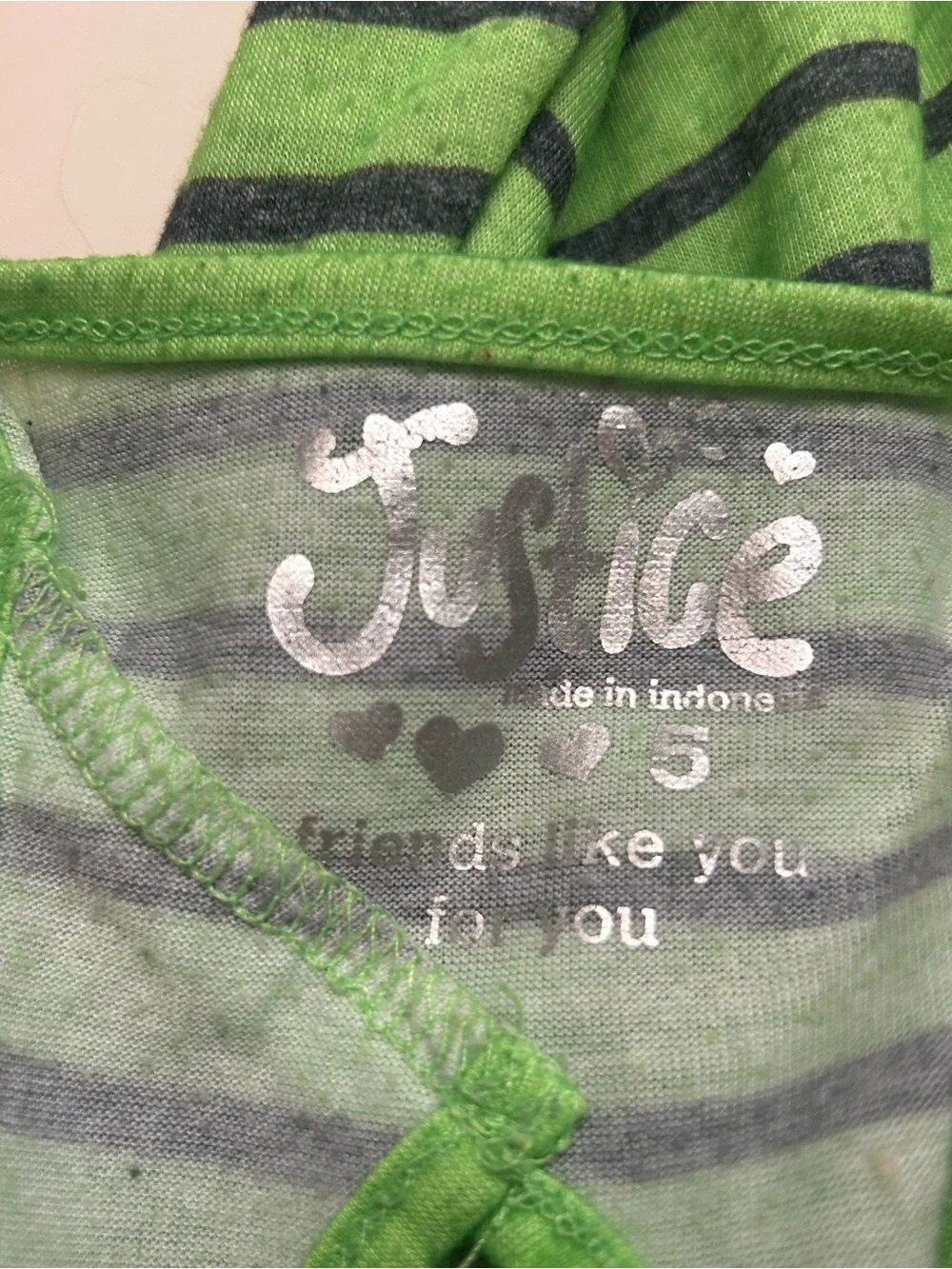 Justice Neon Green and Black Striped Girls' Tank Top